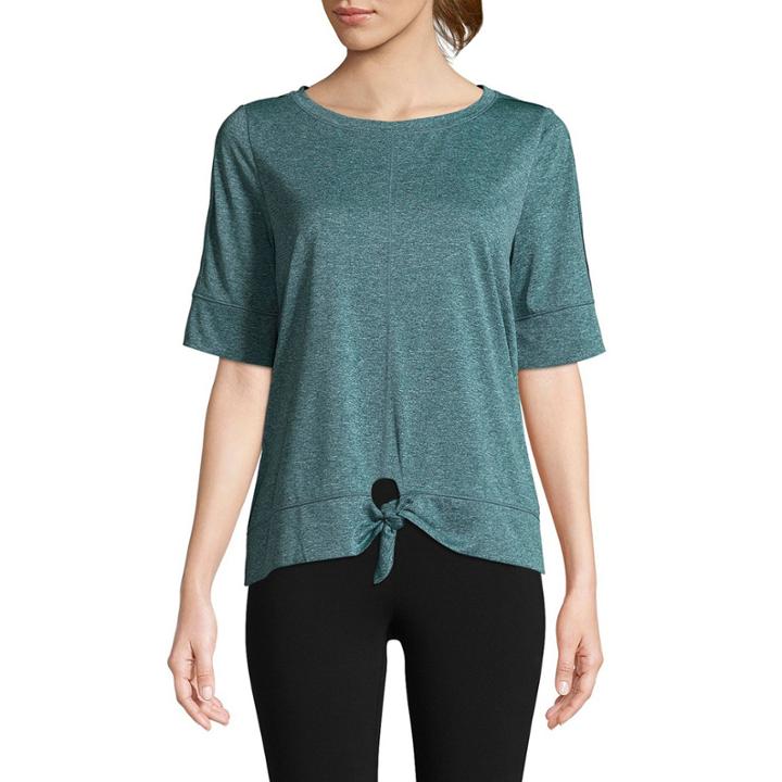 St. John's Bay Active Short Sleeve Tie Front Top