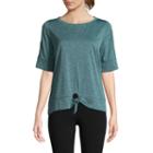 St. John's Bay Active Short Sleeve Tie Front Top