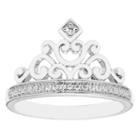 Enchanted Disney Fine Jewelry Womens 1/10 Ct. T.w. Genuine White Diamond Sterling Silver Cocktail Ring