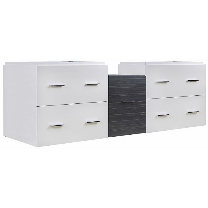 60.5-in. W 17.8-in. D Modern Wall Mount Plywood-veneer Vanity Base Set Only In White-dawn Grey