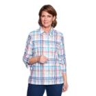 Alfred Dunner Out Of The Blue 3/4 Sleeve Collar Neck Woven Blouse