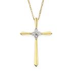 Diamond-accent 10k Yellow Gold Cross Pendant Necklace