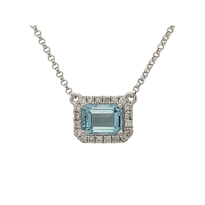 Limited Quantities! Womens 1/6 Ct. T.w. Blue Aquamarine 14k Gold Pendant Necklace