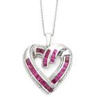 Diamond-accent & Lab-created Ruby Heart Pendant Necklace