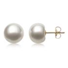 Genuine White Pearl 10k Gold Stud Earrings