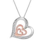 Forevermine 1/10 Ct. T.w. Diamond Two-tone Double-heart Pendant Necklace