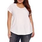 Boutique + Short Sleeve Scoop Neck T-shirt-womens Plus