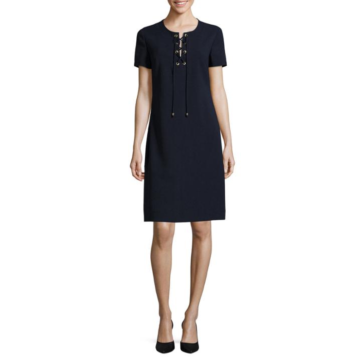 Rn Studio By Ronni Nicole Short-sleeve Lace-up Shift Dress