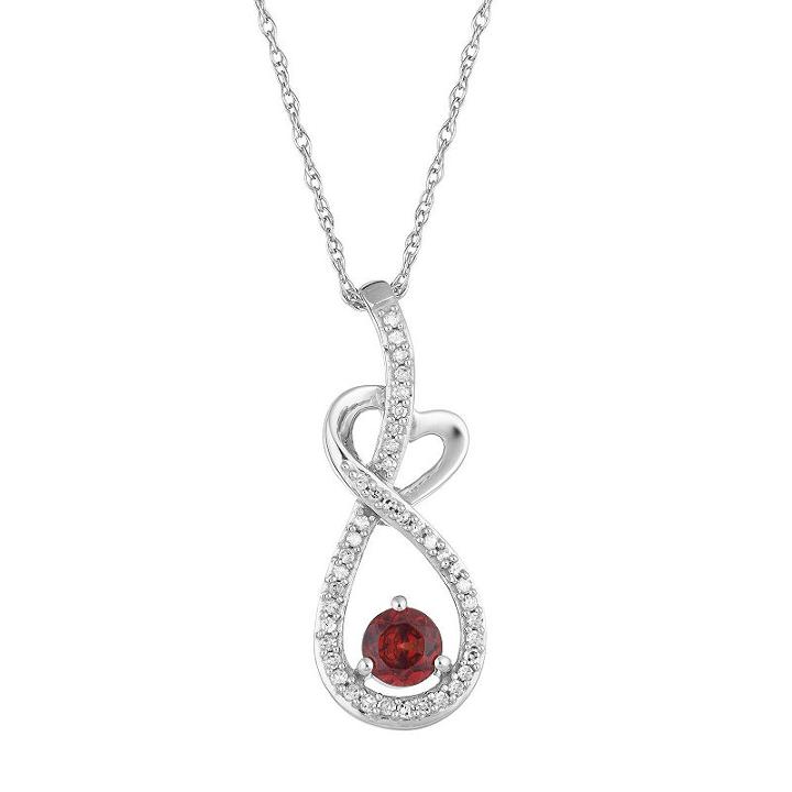 Womens 1/8 Ct. T.w. Genuine Red Garnet 10k White Gold Pendant Necklace