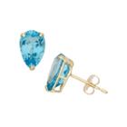 Pear Blue Blue Topaz 10k Gold Stud Earrings