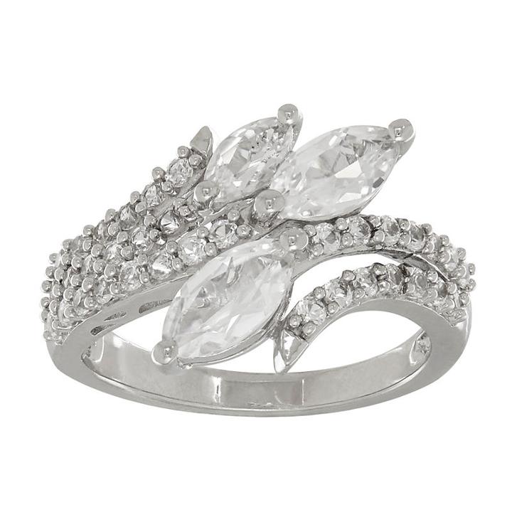 Womens Lab Created Sapphire White Sterling Silver Cocktail Ring