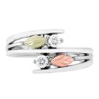 Black Hills Gold Landstroms Womens Genuine White Diamond Sterling Silver Bypass Ring