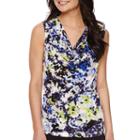 Black Label By Evan-picone Sleeveless Print Cowl-neck Top