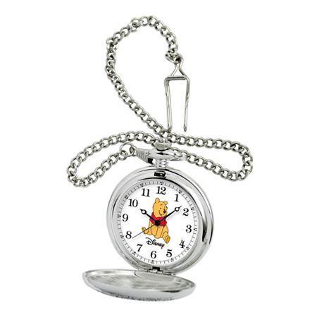 Disney Mens Winnie The Pooh Silver-tone Pocket Watch