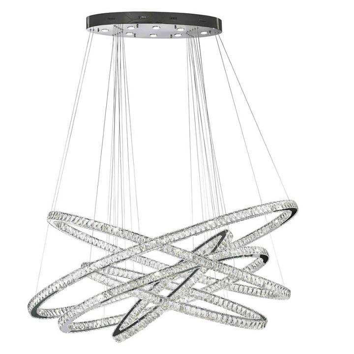 Galaxy 102 Led Light Chrome Finish And Clear Crystal Constellation Ring Dimmable Chandelier
