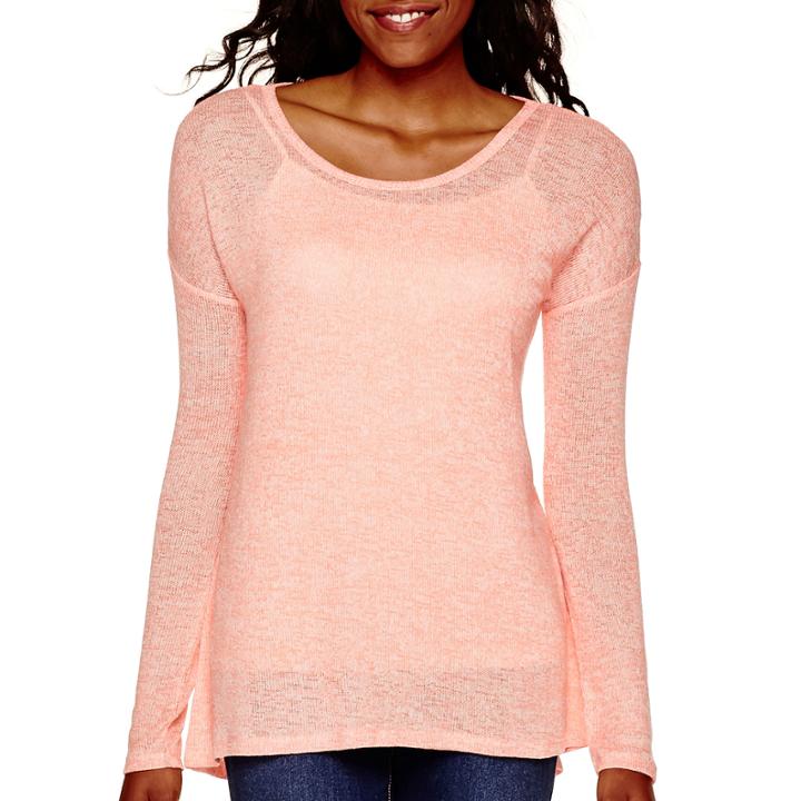 Arizona Long-sleeve Hatchi Lace Top - Juniors