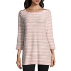 Liz Claiborne 3/4 Sleeve Shoulder Zip Tunic Top