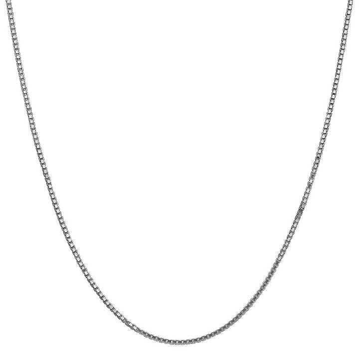 14k White Gold Solid Box 16-30 Chain Necklace
