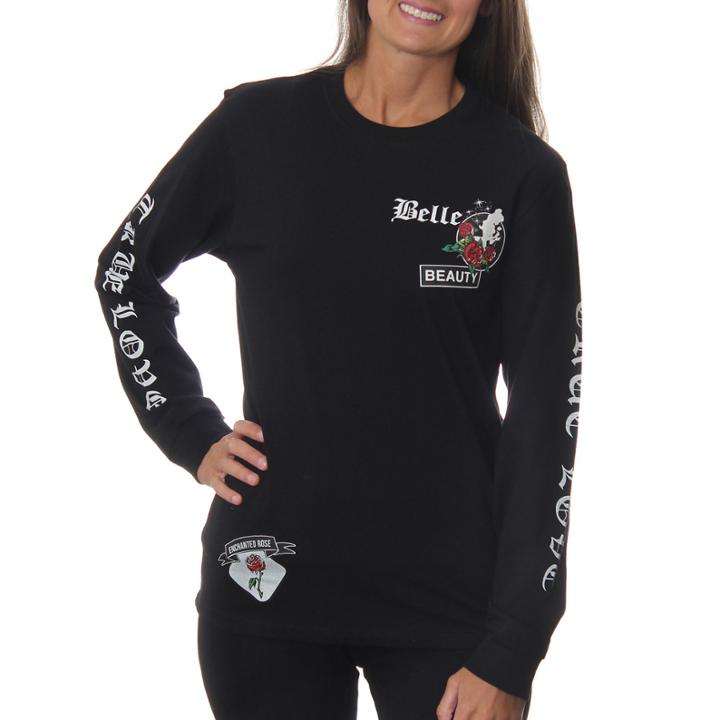 Disney Princess Juniors' Beauty And The Beast Belle True Love Long Sleeve Graphic T-shirt With Embroidery