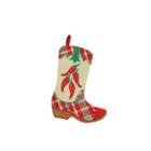 18.5 Wild West Embroidered Chili Peppers Red Plaid And Brown Burlap Cowboy Boot Christmas Stocking