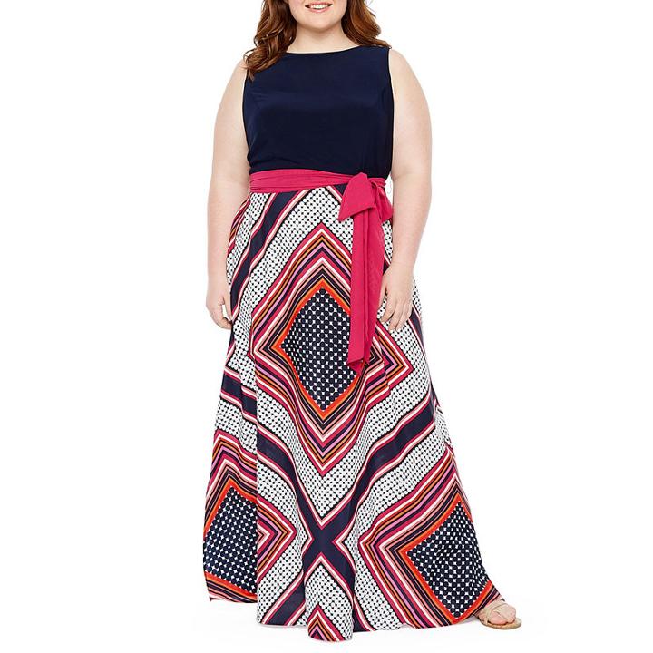 R & K Originals Sleeveless Pattern Maxi Dress - Plus