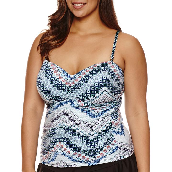 Liz Claiborne Pattern Tankini Swimsuit Top-plus