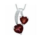 Genuine Garnet And Diamond-accent Sterling Silver Double-heart Pendant Necklace