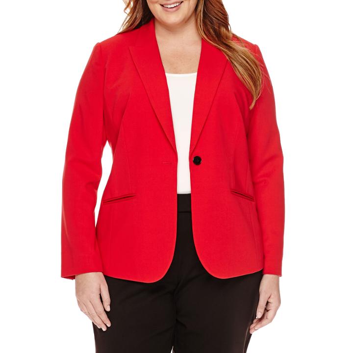 Liz Claiborne Long-sleeve One-button Jacket - Plus