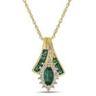 Womens Lab Created Green Emerald 14k Gold Over Silver Pendant Necklace