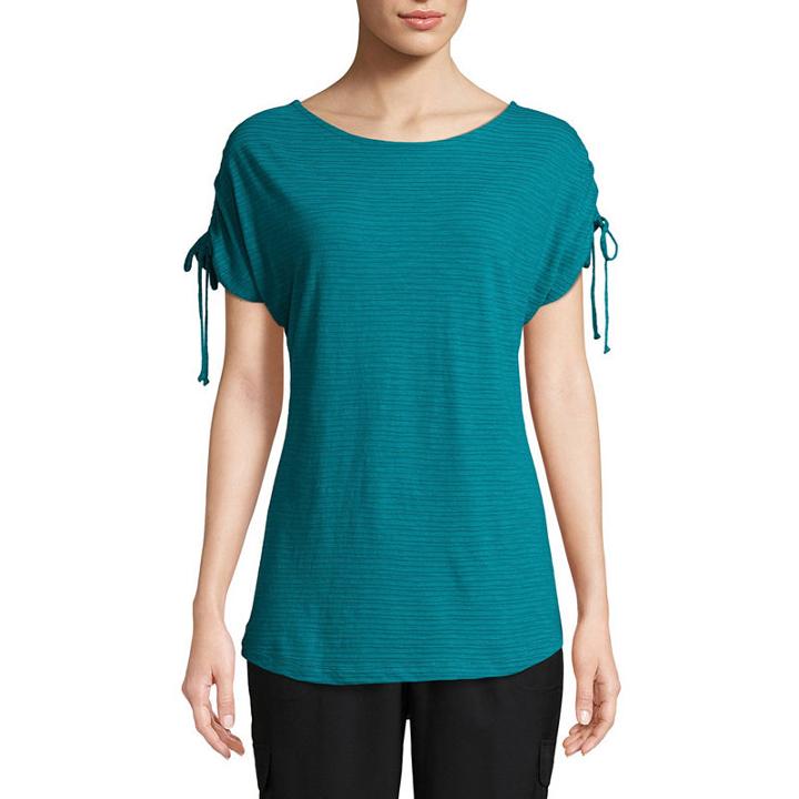 St. John's Bay Active Short Sleeve Shoulder Shirred Top