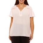 Liz Claiborne V-neck Chiffon Popover Chiffon Blouse-plus