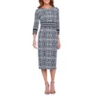 Liz Claiborne 3/4 Sleeve Scroll Sheath Dress