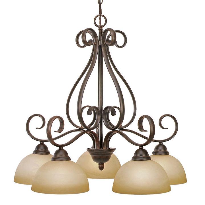 Riverton 5-light Nook Chandelier In Peppercorn With Linen Swirl Glass