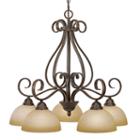 Riverton 5-light Nook Chandelier In Peppercorn With Linen Swirl Glass