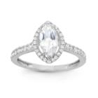 Womens Sapphire White 10k Gold Diamond Cocktail Ring
