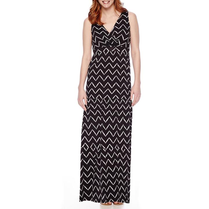 St. John's Bay Sleeveless Chevron-print Surplice Tier Peasant Maxi Dress
