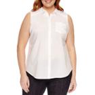 St. John's Bay Sleeveless Button Front Shirt - Plus