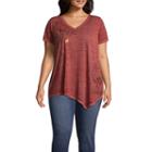 Unity World Wear V-neck Burnout Asymmetric Tee- Plus