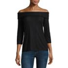 City Streets 3/4 Sleeve Scoop Neck Knit Blouse