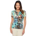 Rafaella Short Sleeve Split Crew Neck Graphic T-shirt