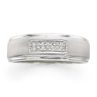 Limited Quantities! Mens Diamond Accent 2-row Wedding Band In 10k White Gold