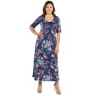 24seven Comfort Apparel Katerina Aqua Swirl Maxi Dress - Plus