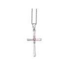 Survivor Collection Genuine Clear & Pink Swarovski Topaz Sterling Silver Faith Cross Necklace