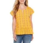 A.n.a Short Sleeve Scoop Neck Woven Blouse-petite