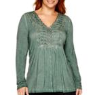 Unity&trade; Long-sleeve Lattice Peasant Top - Plus