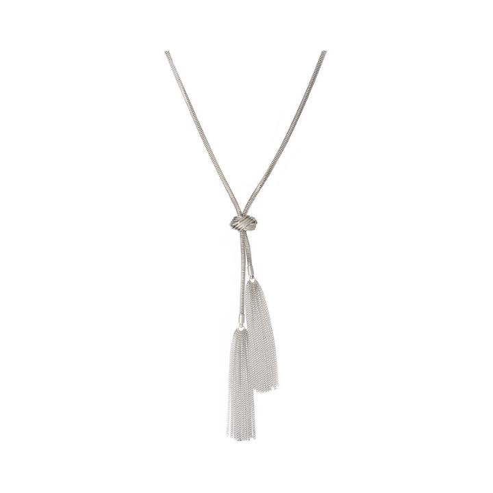 A.n.a Silver-tone Braided Tassel Necklace