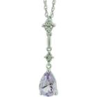Genuine Amethyst & Lab-created Sapphire Linear Drop Sterling Silver Necklace