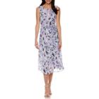 Black Label By Evan-picone Sleeveless Floral Belted Midi A-line Dress