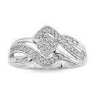 1/4 Ct. T.w. Diamond 10k White Gold Flower Bypass Ring
