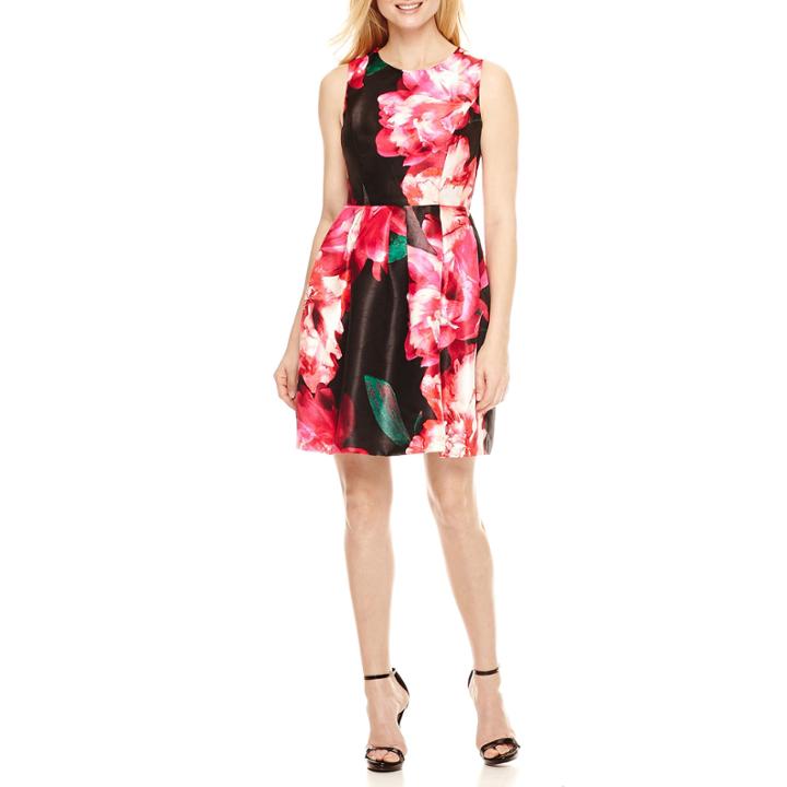 Donna Ricco Sleeveless Floral Fit & Flare Dress-petites
